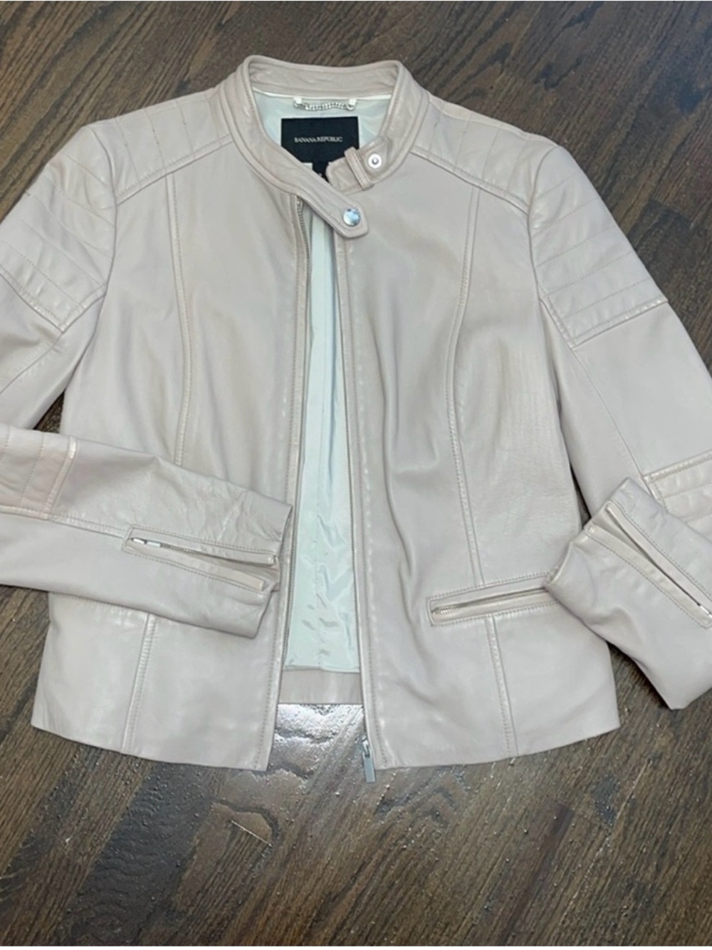 Banana Republic Taupe Leather Moto Jacket